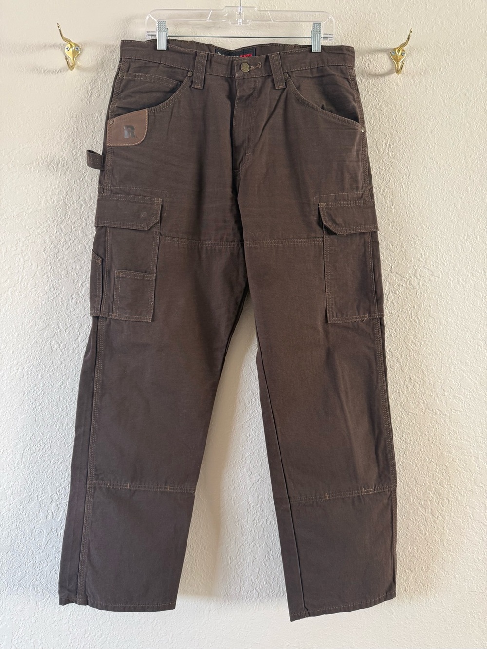 Wrangler Riggs Brown Carpenter Cargo Ripstop Work Pants Men’s 34 X 32 Cotton